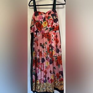 DALIA MACPHEE Floral Pleated Printed Midi Dress